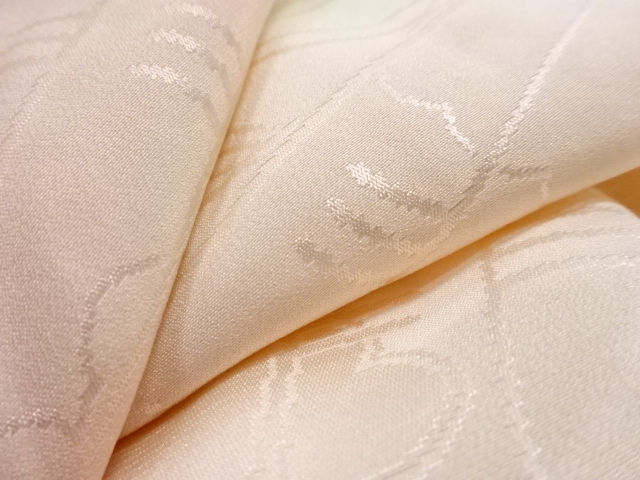  檜扇に花模様織り出し単衣振袖用長襦袢